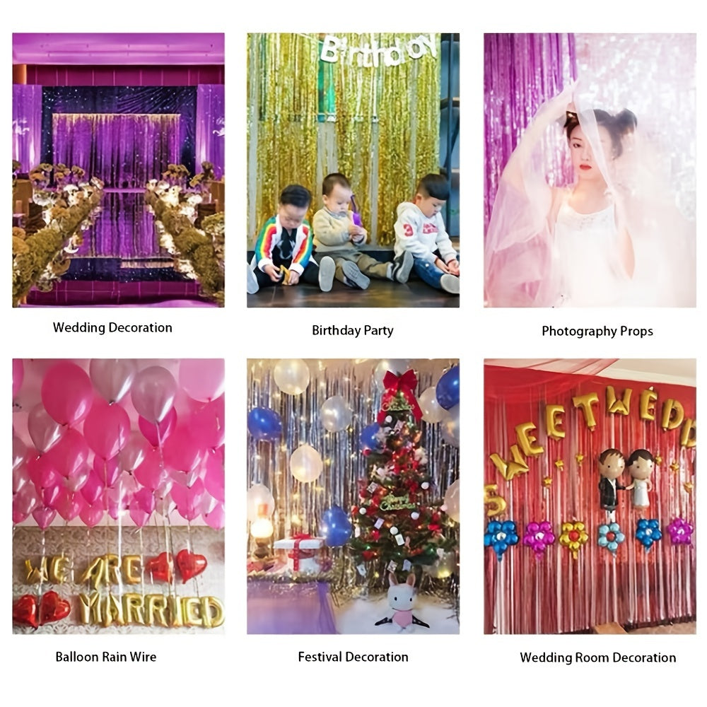 2Packs Fringe Curtain Backdrop for Party Decoration