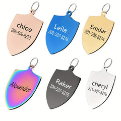 Custom Shield Shape Dog ID Tag with Personalized Phone Number