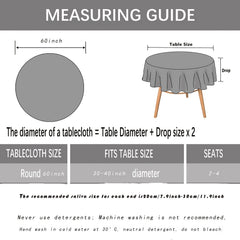 Beige Lace Table Cloth Round Table Cover 152cm Western Food Cafe Plaid Tassel