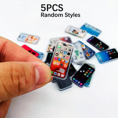 5pcs Mobile Phone Models Resin Decorations Mini Dollhouse DIY Random Styles