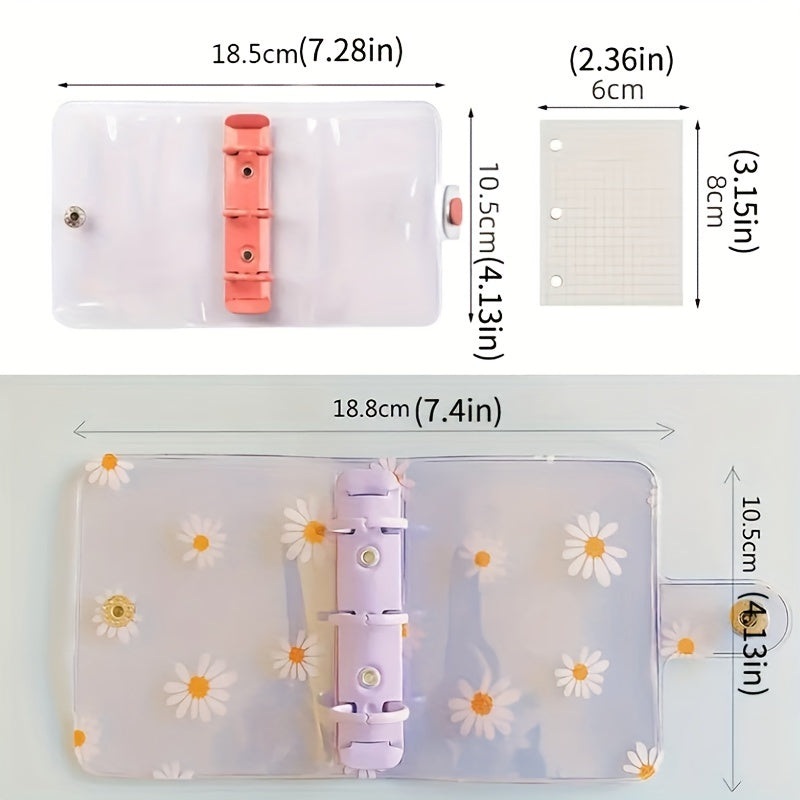 Mini 3 Hole Binder w/ Clear PVC Case for Girls Handbooks