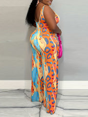Leopard Print Wide Leg Jumpsuit