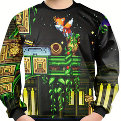 Pixel Fox Print Kid's Sweatshirt Unisex Pullover Long Sleeve Top
