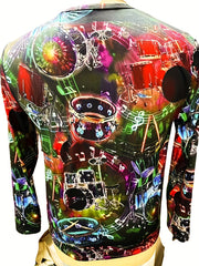 Rings And Musical Notes Print Men's Long Sleeve T-shirt