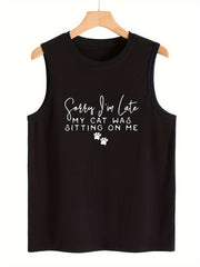 Paw & Letter Pattern Sports Vest Sleeveless Top