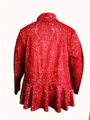 Women's Plus Digital Print Shawl Collar Cardigan