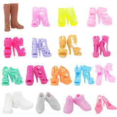 Doll Shoe Accessories Set - 7pcs/10pcs Colorful High Heels Sandals Flats Boots