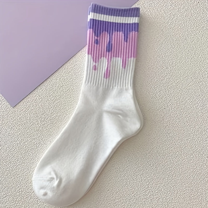 6 Pairs Heart Print Socks Mid Tube Women's Stockings