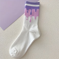 6 Pairs Heart Print Socks Mid Tube Women's Stockings