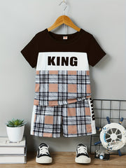 Boys Daddy Me Fists Print Block Outfit