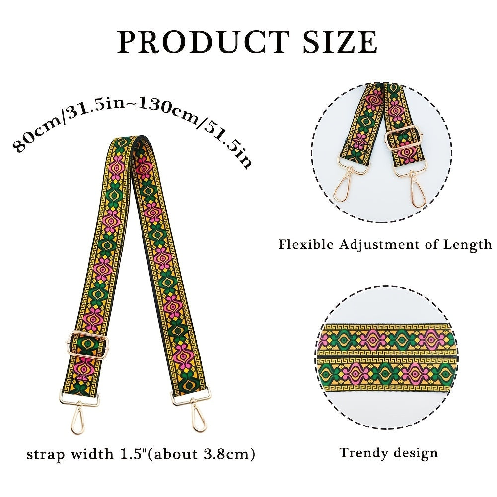 Retro Print Bag Strap Wide Shoulder & Crossbody Replacement DIY