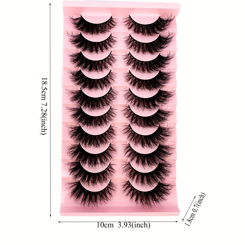 10 Pairs 3D Mink Natural False Lashes Soft Cross Wispy Eyelash Extension
