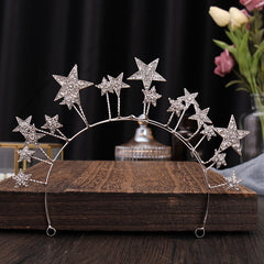Silver Tiara Crown Stars Princess Queen Diadems Goddess