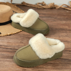 Women's Fluffy Ankle Snow Boots Slip On Platform Warm Slippers