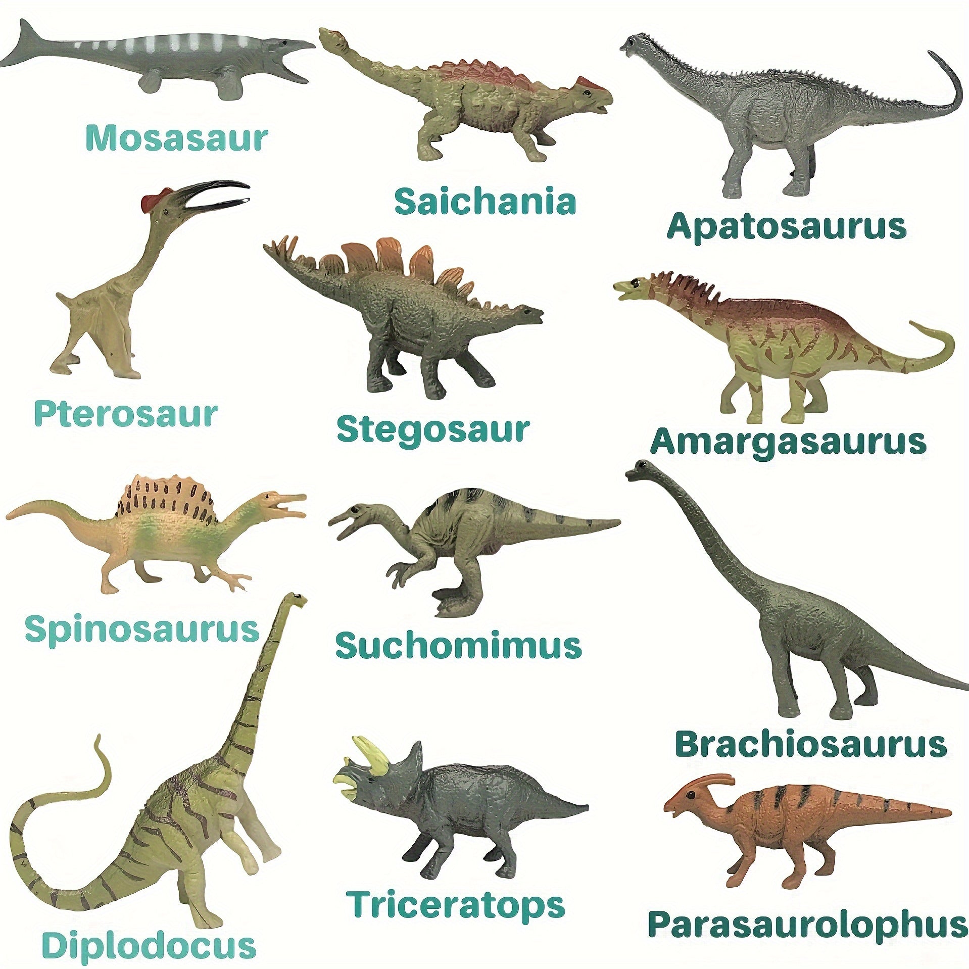 12pcs Colorful Dinosaur Toys Detailed PVC Collectible Figures