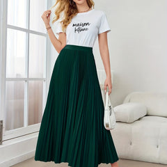 High Waist Pleated Maxi Skirt for Women