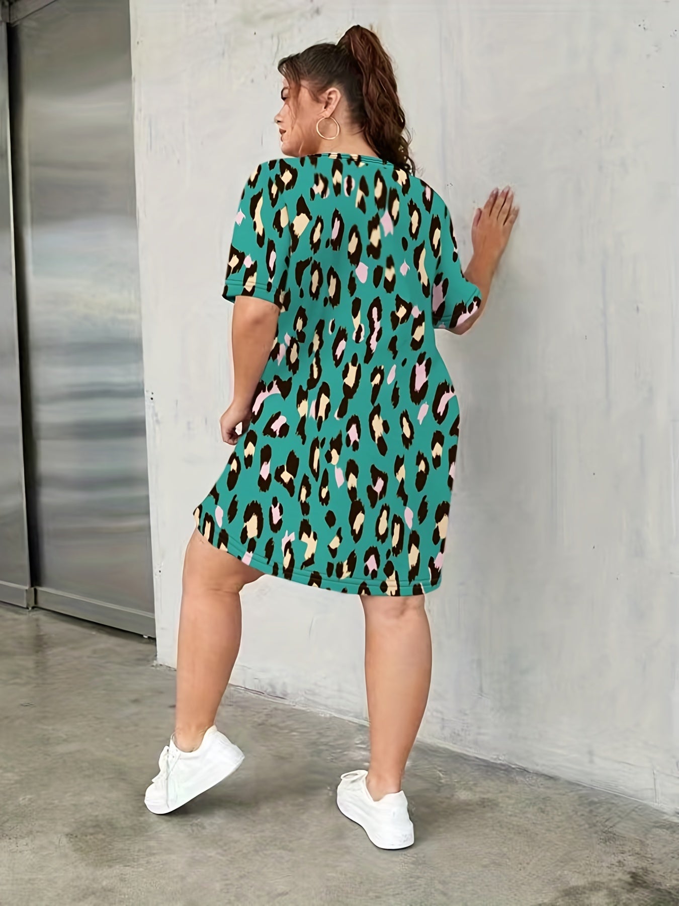 Leopard Print Casual Loungewear Dress