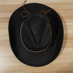 Wide Brim Hat Autumn Winter Retro Jazz Cowboy Wool Felt Hat