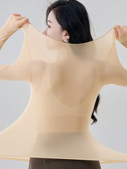 Solid Thermal Underwear Soft & Comfortable Slim Fit Top Women's Lingerie