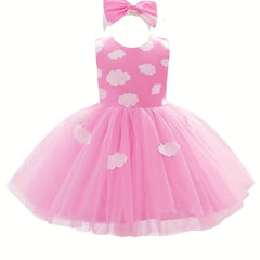 Toddler Girl's Clouds Print Princess Dress & Headband