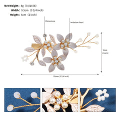 Bridal Flower Hair Clip Faux Pearl Wedding Hairpin Headpiece