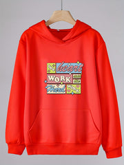 Girls Heart & Hard Work Print Hoodie Comfy Pullover Spring Fall Gift