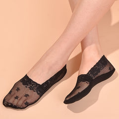 2Pairs No Show Socks Womens Non Slip Lace Liner Socks For Flats