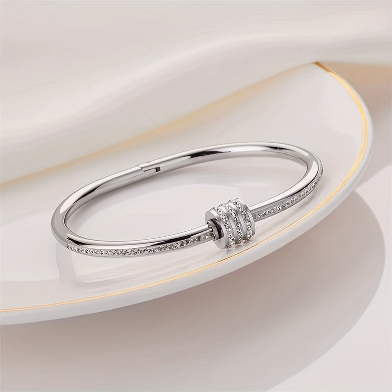 Titanium Steel Hand Jewelry Sparkling Rhinestone Energy Healing Bracelet