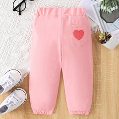 Baby Girls Casual Heart Graphic Trousers