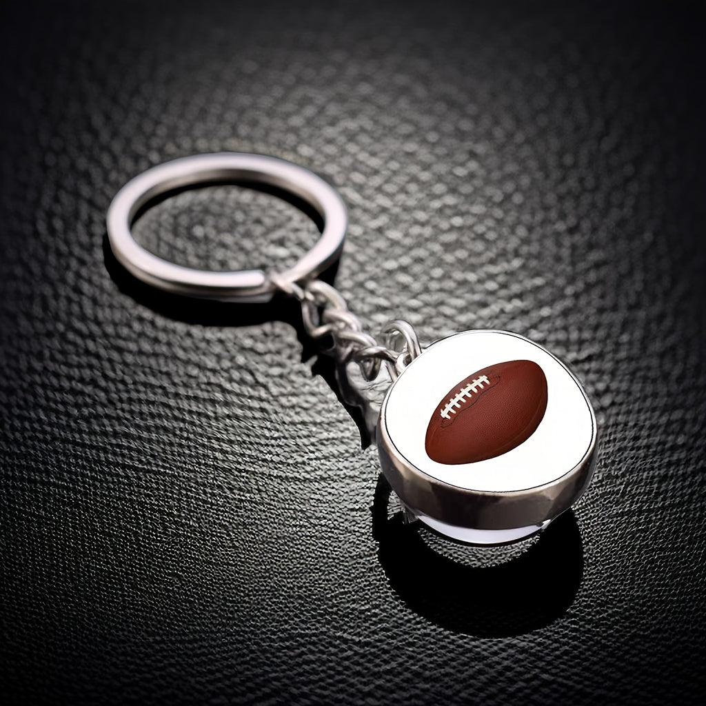 1pc Glass Sports Keychain Pendant for Car Keys Backpacks Wallets