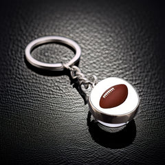 1pc Glass Sports Keychain Pendant for Car Keys Backpacks Wallets
