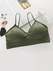 3pcs Solid Ribbed Cami Tops V Neck Comfy Women's Lingerie