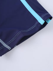 Boys Swimsuit Raglan Sleeve Top & Shorts Set with Cap