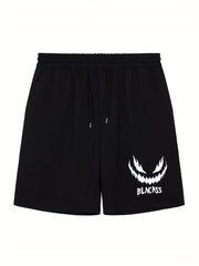 Men's Pumpkin Face Workout Shorts Stretch Drawstring Sports Short