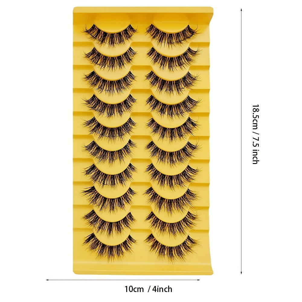 10 Pairs 6D Fluffy Wispy Faux Mink Eyelashes Cat Fox Eye Effect