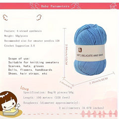 3pcs Hand Knitted DIY 4 strand Wool Yarn Soft Warm Yarn For Crocheting Hat
