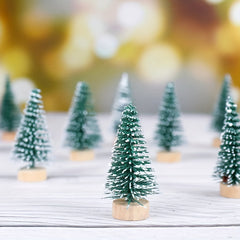 10pcs Mini Christmas Tree Artificial Pine Trees Snow Scene Decoration