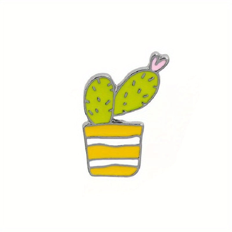 Green Plant Dripping Alloy Brooch Flower Grass Succulent Potted Badge