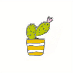 Green Plant Dripping Alloy Brooch Flower Grass Succulent Potted Badge