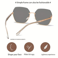 Men's Vintage Rimless Polarized Sunglasses UV Protection