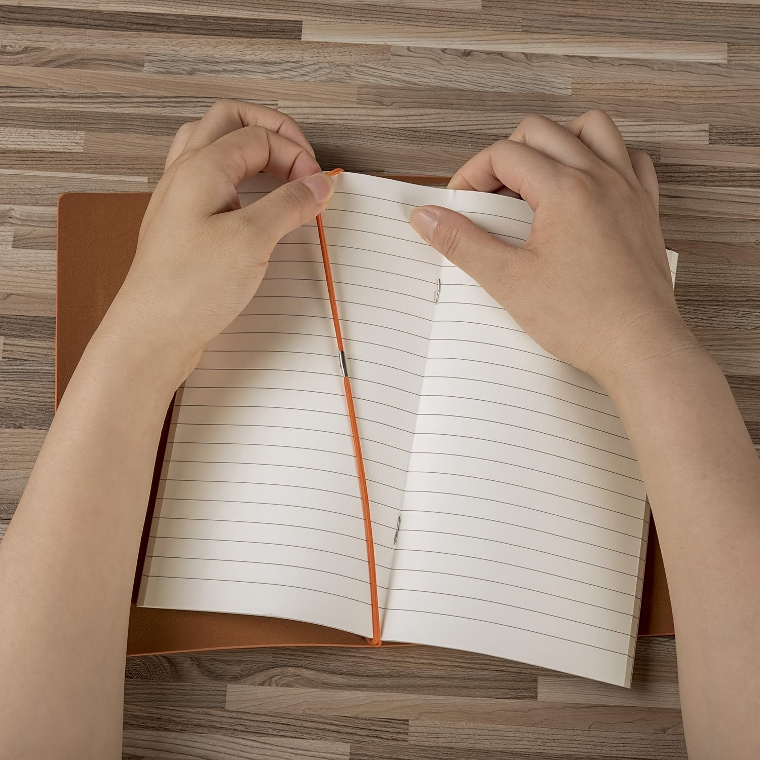 Refillable Orange Leather Journal Notebook