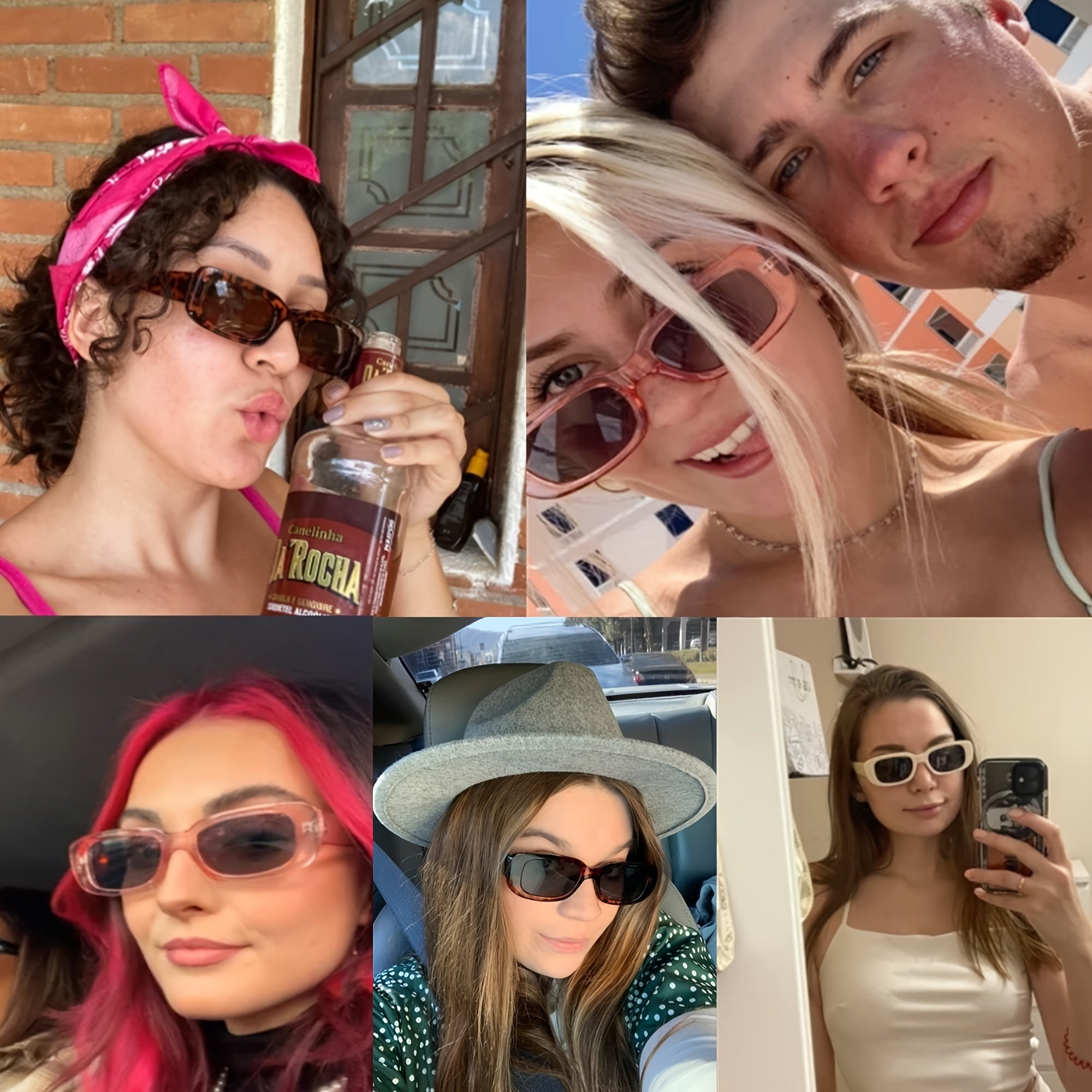 Rectangular Frame Sunglasses Vintage Candy Y2K Glasses UV400
