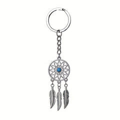 Alloy Dream Catcher Pine Feather Tassel Keychain Bag Pendant for Men