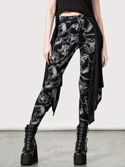 Goth Leggings High Rise Floral Print Skinny Leggings