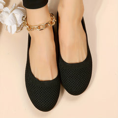 Women's Comfortable Knit Flat Shoes Soft Sole Casual Walking Flats