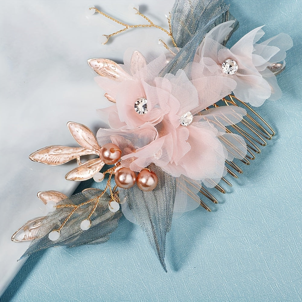Pink Bridal Comb Wedding Hair Clip Hair Accessories Hair Jewelry