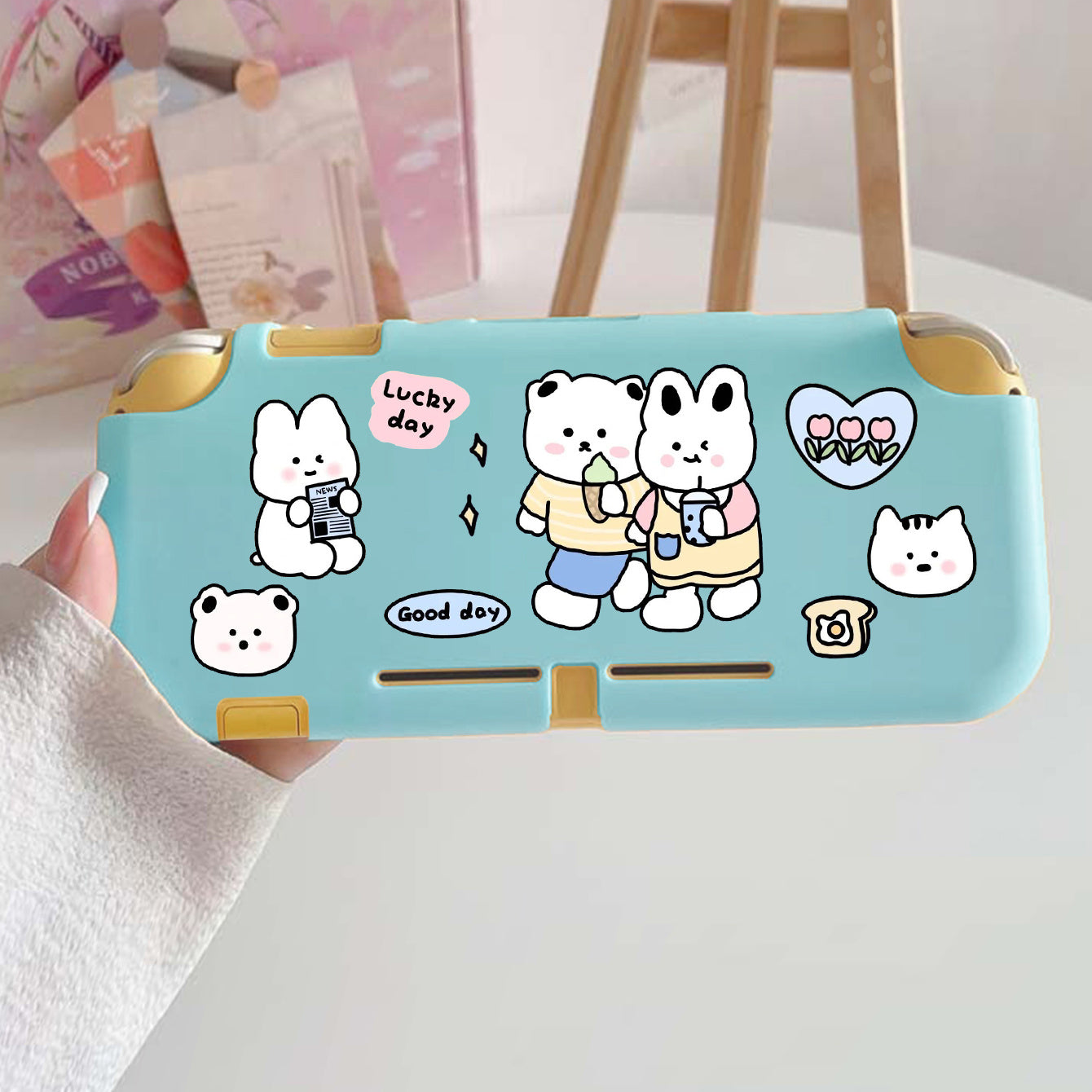 Cartoon Game Console Protective Case with Handle - Silicone Soft Shell