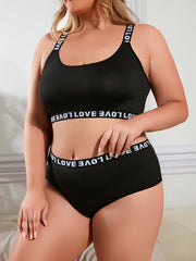 Sports Outfit: Letter Tape Top & Underwear Set