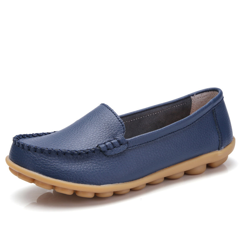 Women's Soft Leather Loafers Slip-On Flats Lightweight Shoes