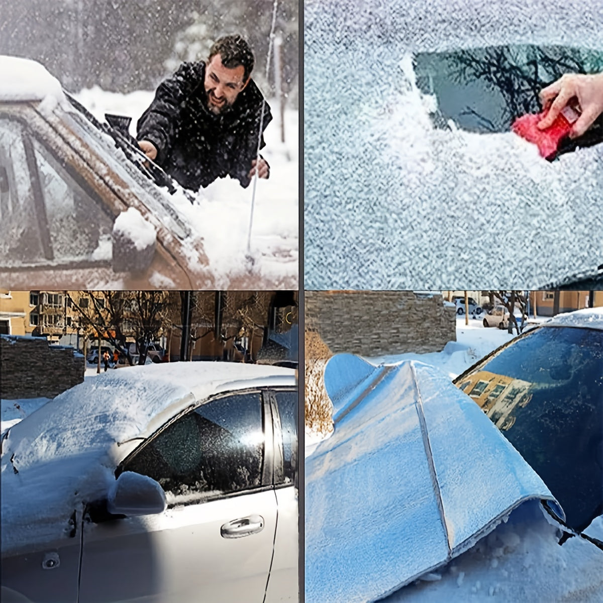 Large Thick Car Windshield Snow Cover 4-Layer Protection Anti-Freeze Ice Removal